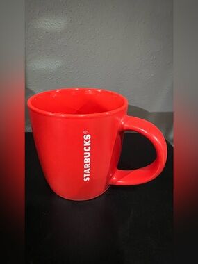 Starbucks Bright Red Ceramic Coffee Mug with Vertical Logo